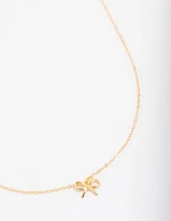 Gold Plated Sterling Silver Bow Pendant Necklace