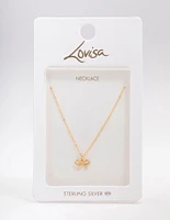 Gold Plated Sterling Silver Bow Pendant Necklace