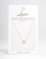 Gold Plated Sterling Silver Emerald Cut Pendant Necklace