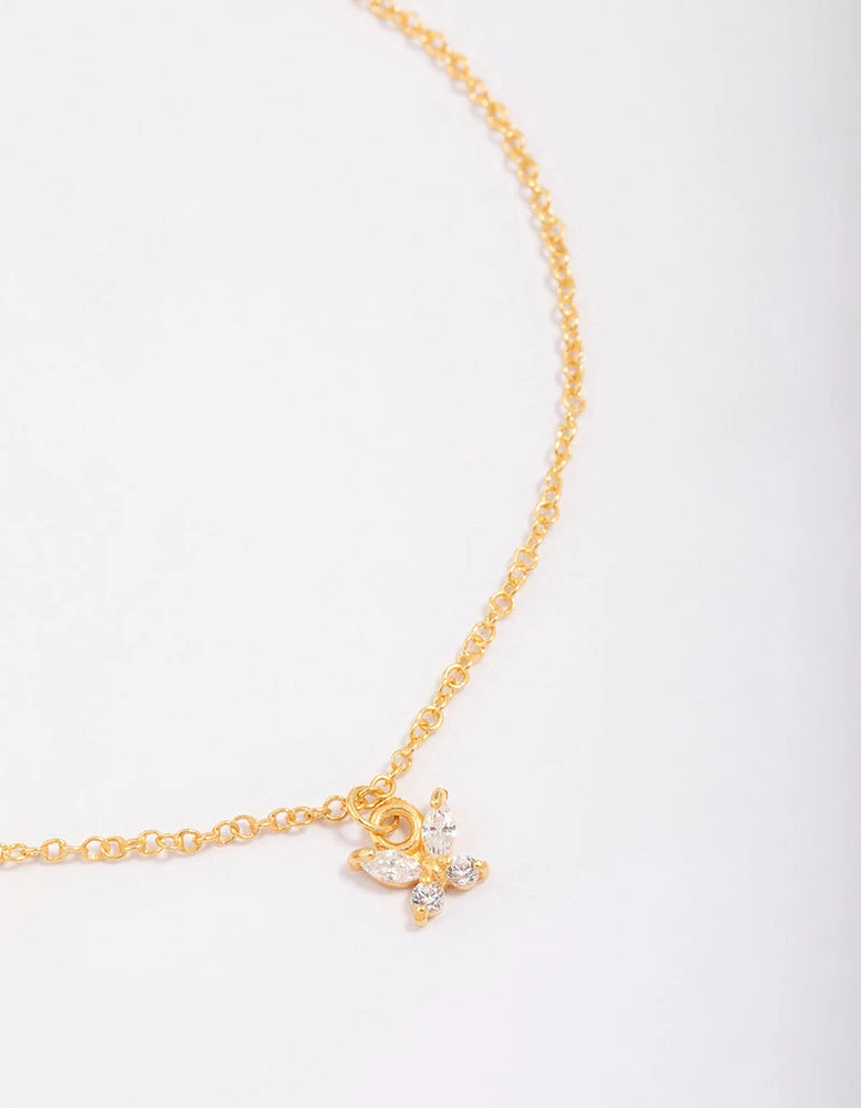 Gold Plated Sterling Silver Butterfly Charm Anklet & Bracelet