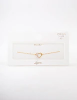 Gold Plated Sterling Silver Cubic Zirconia Heart Bracelet