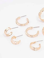 Gold Twisted Chain Hoop Earring 6-Pack