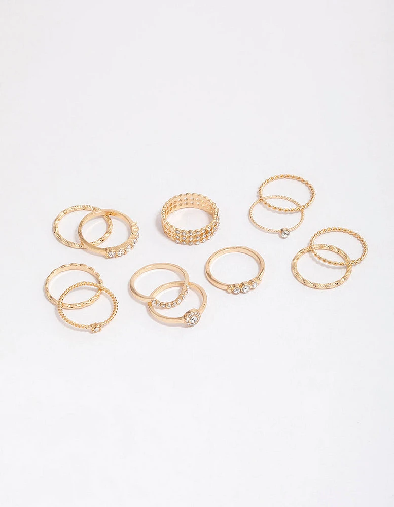 Gold Glamorous Rope Ring Pack