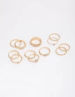 Gold Glamorous Rope Ring Pack