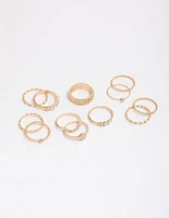 Gold Glamorous Rope Ring Pack