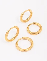 Gold Plated Surgical Steel Classic Hoop Earring 2-Pack