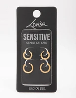 Gold Plated Surgical Steel Classic Hoop Earring 2-Pack