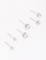 Surgical Steel Graduating Cubic Zirconia Stud Earring 3-Pack