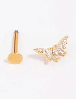 Gold Plated Surgical Steel Triangular Marquise Single Flat Back