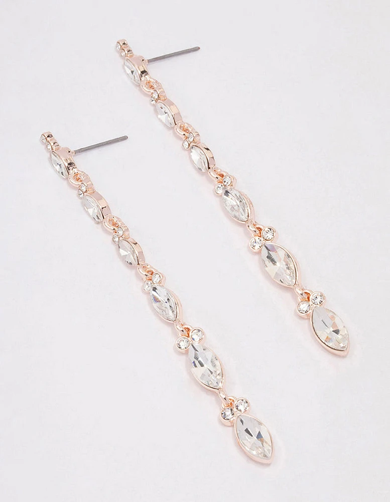 Rose Gold Pear Cupchain Drop Earrings