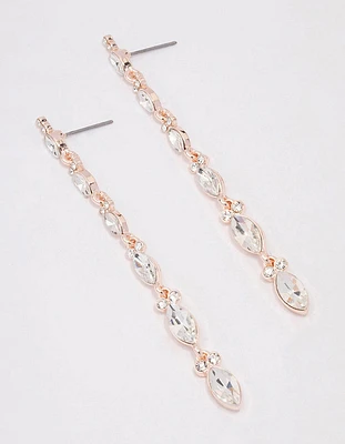 Rose Gold Pear Cup Chain Drop Earrings