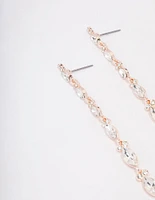 Rose Gold Pear Cupchain Drop Earrings