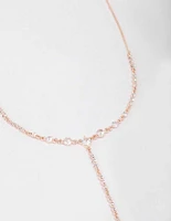 Rose Gold Diamante Lariat Necklace