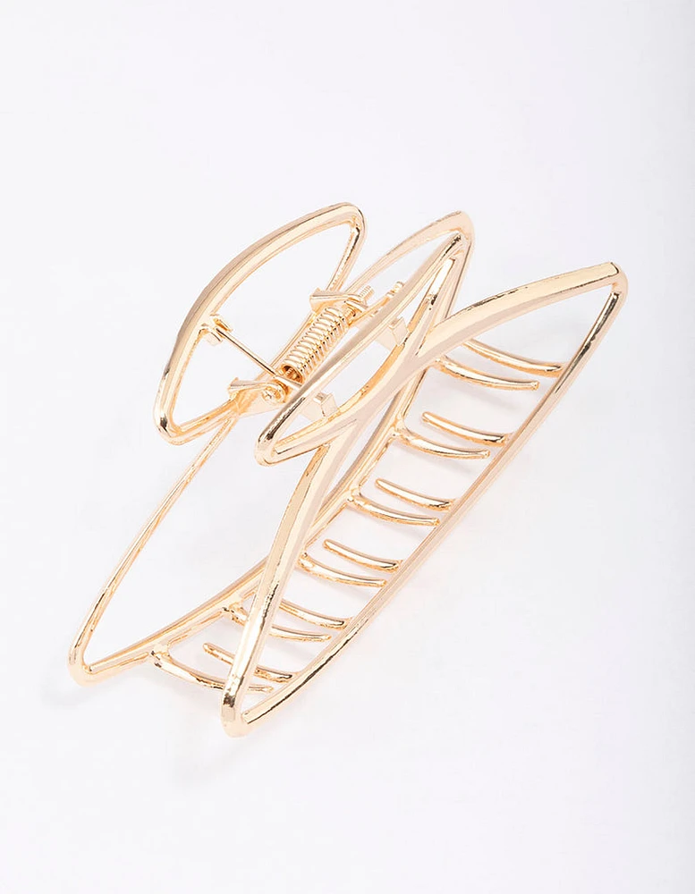 Gold Open Oval Hair Claw Clip