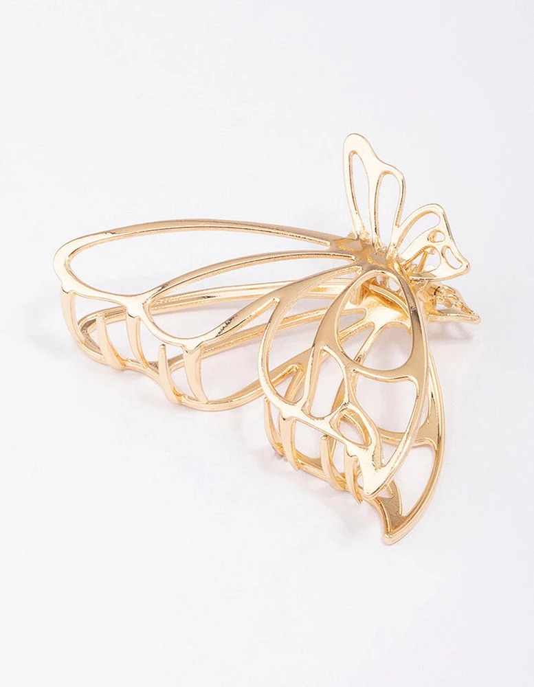 Gold Small Butterfly Hair Claw Clip