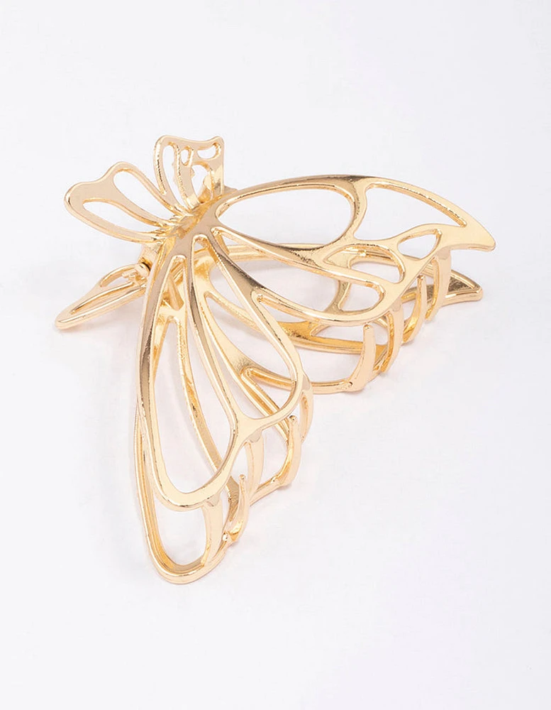 Gold Small Butterfly Hair Claw Clip