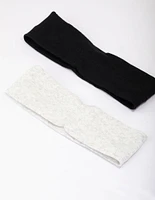 Black & Grey Ribbed Fabric Headbands 2-Pack