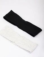 Black & Grey Ribbed Fabric Headbands 2-Pack