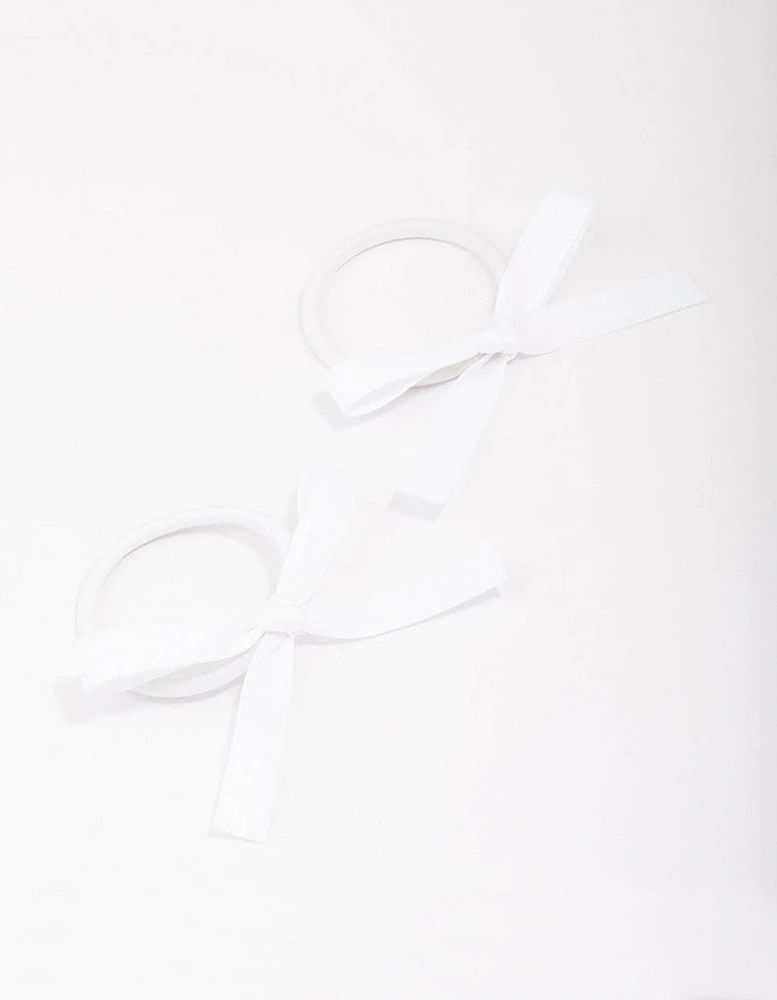 White Mini Bow Hair Tie Pack