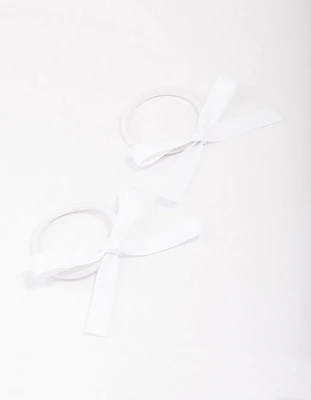 White Mini Bow Hair Tie Pack