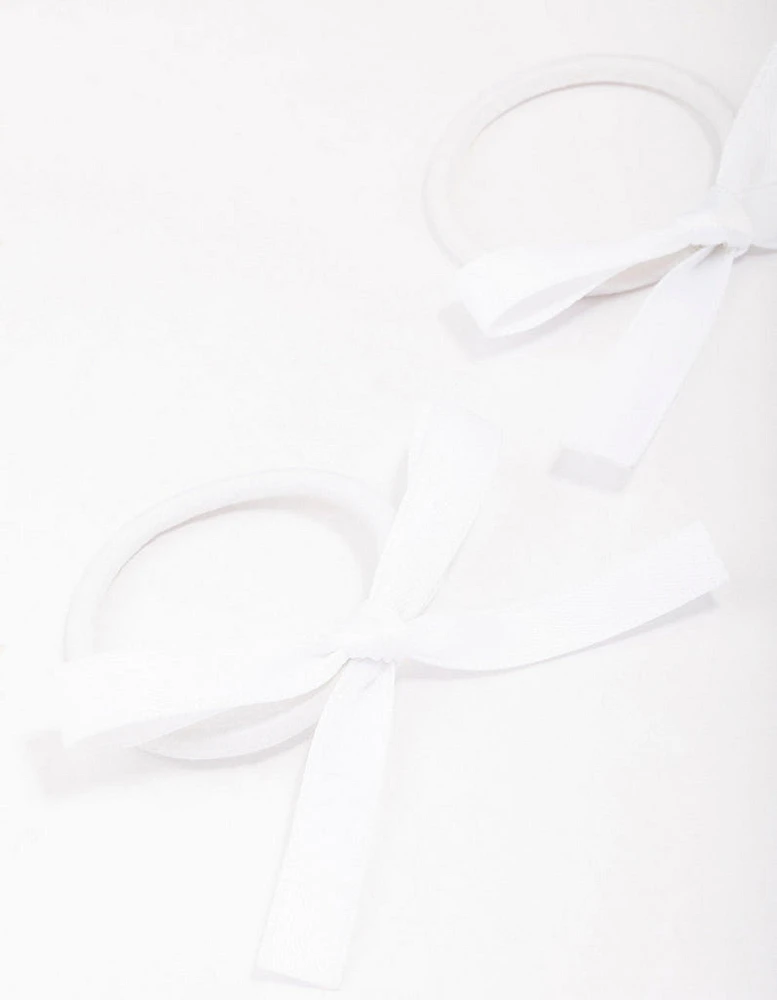 White Mini Bow Hair Tie Pack