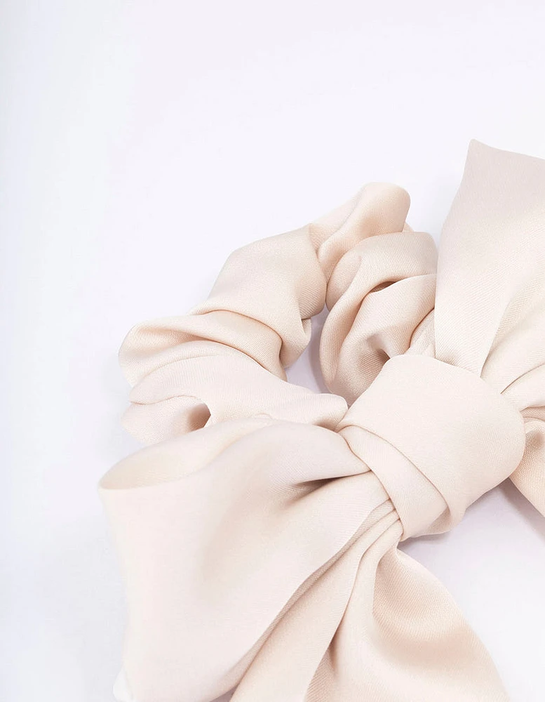 Natural Coloured Bow Hair Scrunchie