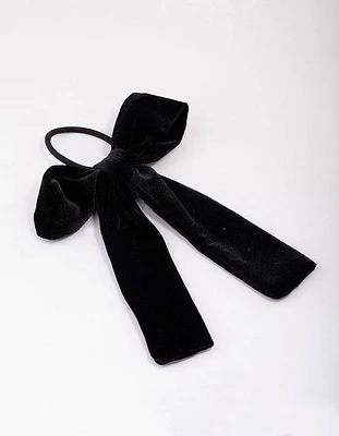 Large Black Velvet Bow Hair Tie