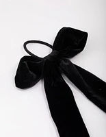 Large Black Velvet Bow Hair Tie