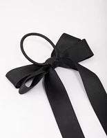 Large Silky Black Bow Hair Tie
