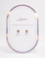 Rose Gold Pink Crystal Stud Earrings