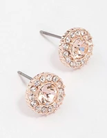 Rose Gold Blush Halo Stud Earrings