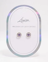 Silver Lilac Halo Stud Earrings