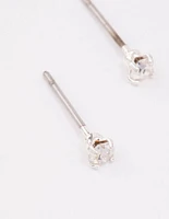 Silver Mini Crystal Stud Earrings