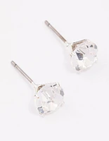 Silver Crystal Stud Earrings 7mm