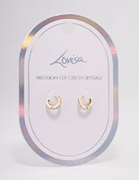 Gold Crystal Huggie Hoop Earrings