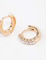 Gold Crystal Huggie Hoop Earrings