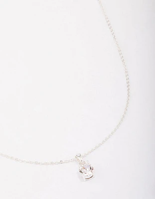 Silver Crystal Solitaire Pendant Necklace