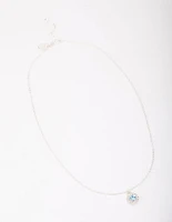 Silver Aqua Halo Pendant Necklace