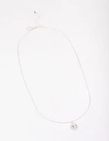 Silver Pear Crystal Halo Pendant Necklace