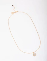 Gold Halo Crystal Pendant Necklace