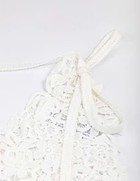 Cream Fabric Embroidered Floral Bandana