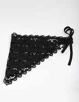 Black Fabric Embroidered Daisy Bandana