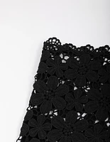 Black Fabric Embroidered Daisy Bandana