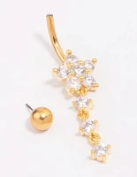 Gold Plated Titanium Cubic Zirconia Flower Belly Piercing