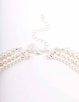 Silver Pearl Layered Necklace & Bracelet Set