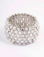 Silver Pearl Large Statement Bracelet