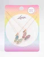 Kids Rose Gold Glitter Butterfly Pendant Necklace Pack