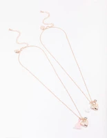 Kids Rose Gold Tassel Heart Locket Pendant Necklace Pack