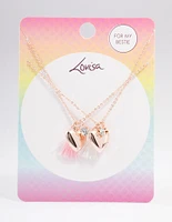 Kids Rose Gold Tassel Heart Locket Pendant Necklace Pack