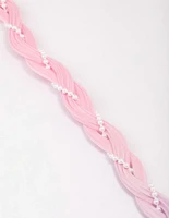 Pink & Purple Ombre Faux Hair Pearl Braided Hair Elastic